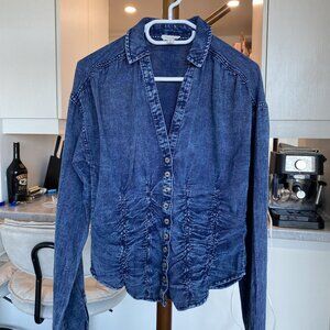 Lightweight Denim Shirt by Pilcro with Smocked Waist